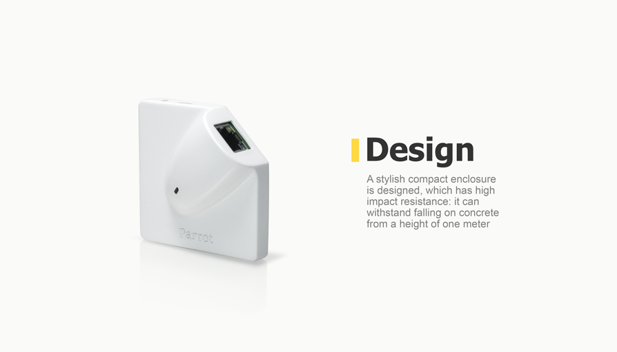 A stylish compact enclosure is designed, which has high impact resistance