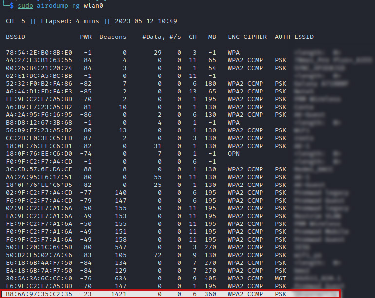 Airodump ng termina