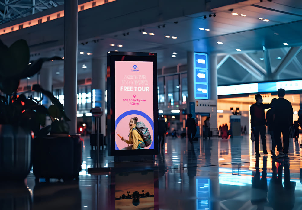 digitale Beschilderung im Flughafen