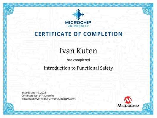 Functional Safety Certificate Ivan Kuten